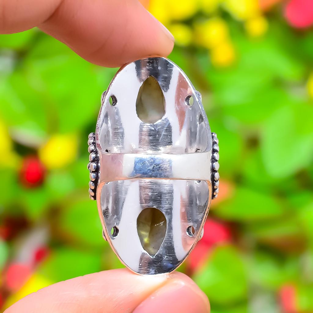 Natural Labradorite Gemstone Handmade 925 Sterling Silver Ring Size 8 d8o33