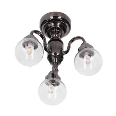 Puppenhaus Kronleuchter 1:12 Mini Exquisite Retro Miniatur Puppenhaus Silber Glas Licht für Kinder
