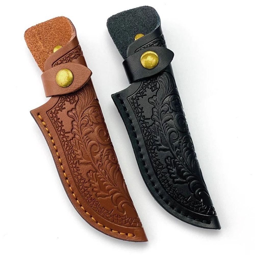 Multi-function Leather Sheath Brown Straight Knife Cover Waist Belt Buckle  Outdoor Tool
