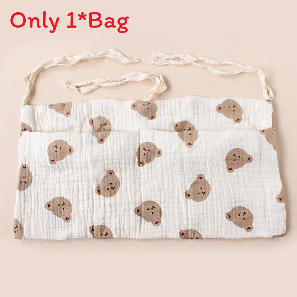 Baby Bedside Storage Bag With Double Pockets Made Of Cotton For Nursery Organization