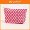 Large Capacity Knit Grid Makeup Bag For Travel Essentials Daily Use Urban Minimalist Style