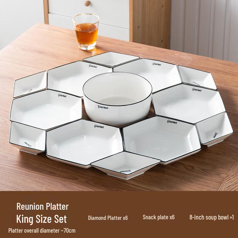 Ruhan Nordic Minimalist Black Line Dinnerware Set