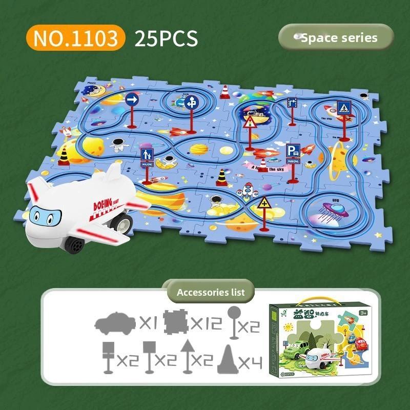 Childrens Diy Puzzle Track Car Set Toy For Creative Play Gift