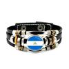 Factory National Country Flag Design Bracelet Crystal Bead Snap Button Sports National Team Jewelry Gift Leather Wrap Bracelet