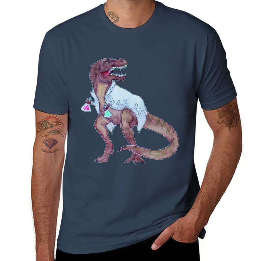 Dinosaur In A Lab Coat Tshirt Functional Casual Short Sleeve Tee Tshirt