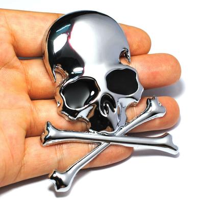 3D Chrome Metal Skull Skeleton Car Trunk Tailgate Emblems Badge Decal Sticker