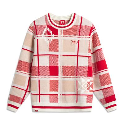 Li Ning Daily Prosperity Series CNY Zodiac Year Simple Comfortable Versatile Casual Loose Dopamine Round Neck Long Sleeve Knit Sweater AMBV031-8