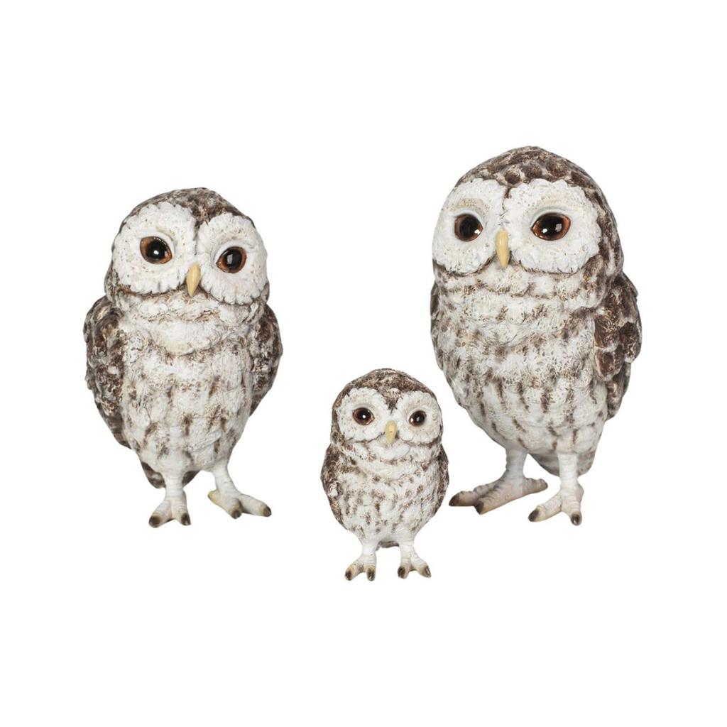 Ubia Owl Family x 7 x 10cm Doll Figurine Ornament Animal Garden Decoration Bird H24035 11.5
