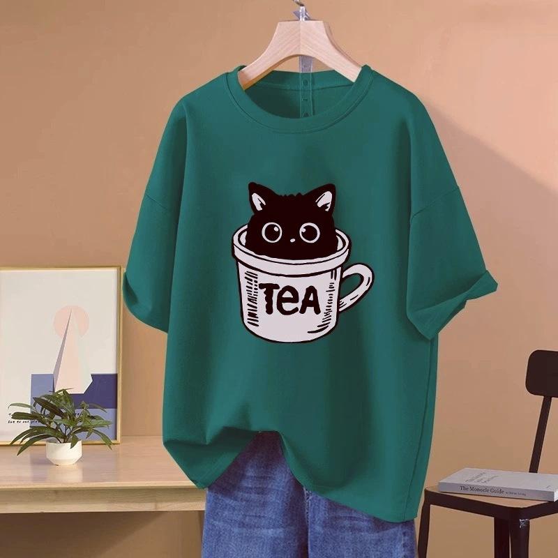 

Футболка с короткими рукавами из чистого хлопка для женщин, летняя, новая, большого размера, свободная, скрывающая живот, футболка с короткими рукавами XXXL