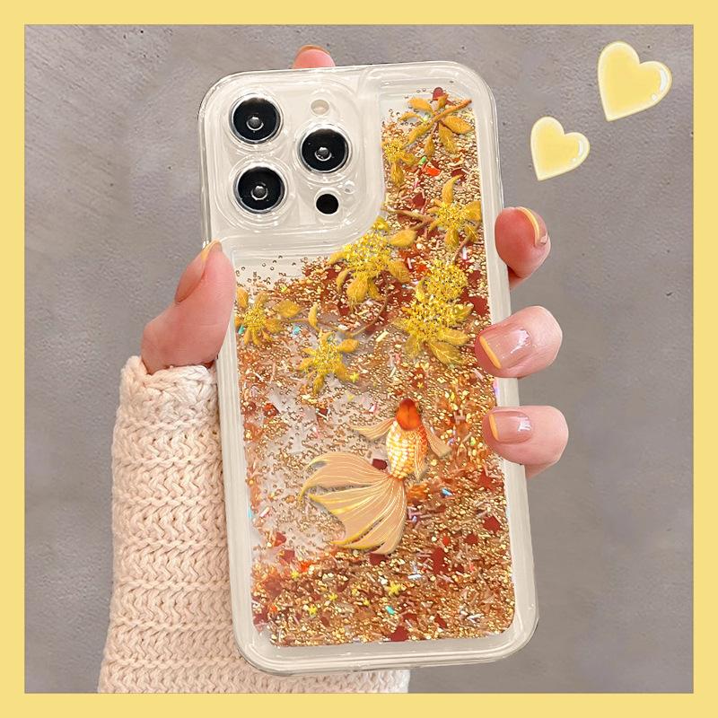 

Кейс для мобильного телефона в китайском стиле с османтусом и кои, подходит для Apple 16, зыбучий песок, 15pro, с тонким отверстием, противоударный, 14, прозрачный силиконовый, X Xiaomi 13