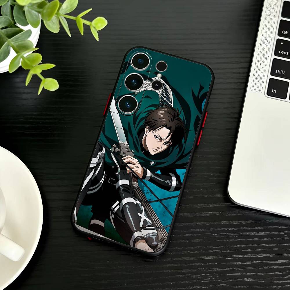 Attack On Titan Levi Ackerman Phone Case For Samsung S26,S25,S24,S23,S22,S21,S20,Ultra,Plus,FE Black Soft Cover