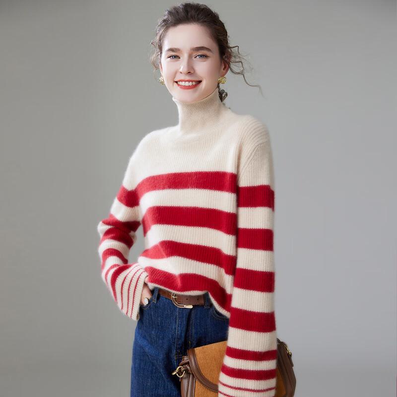 Fanzhen Women's High-Neck Thick Cashmere Blend Sweater