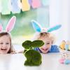 Easter Bunny Figurine Moss Flocked Animal Sculpture Home Easter Decoration Ornaments Green Bunny Statue Holiday Animal Statue