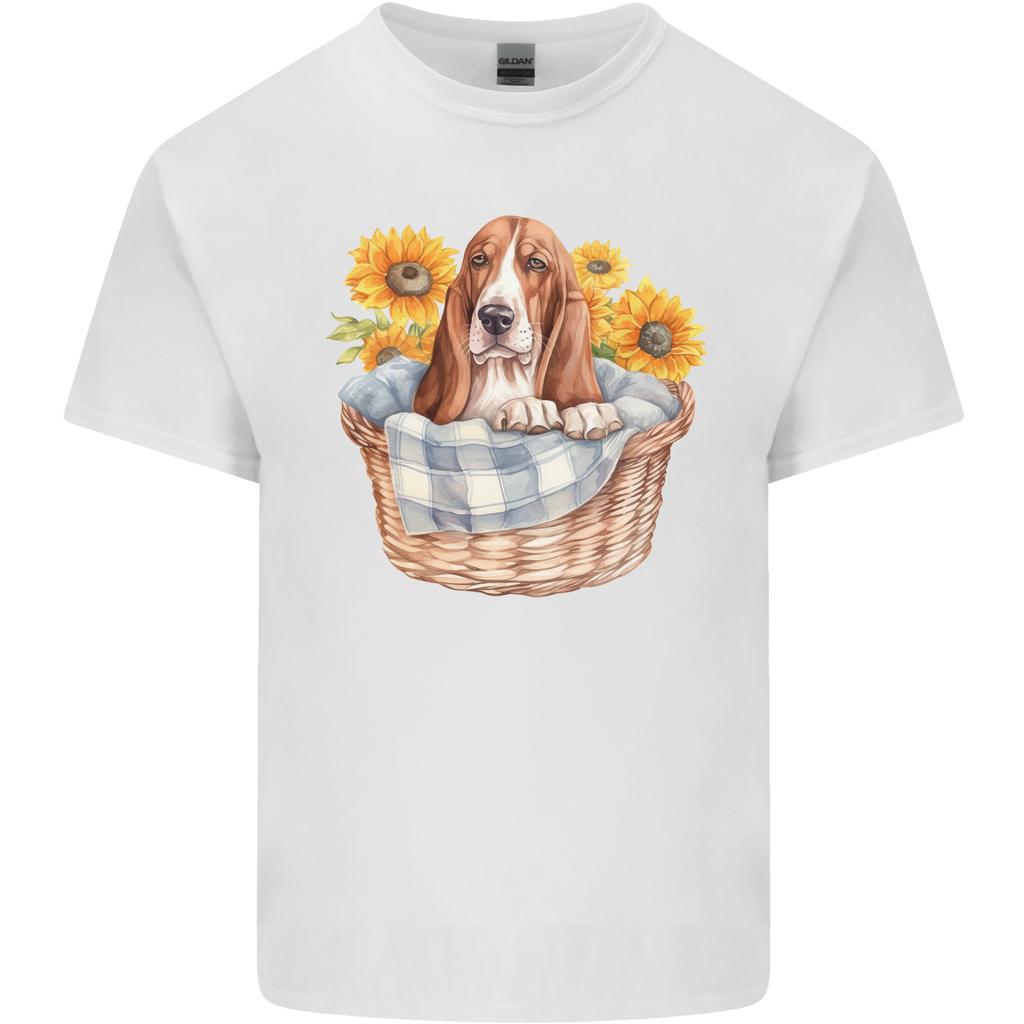 Basset Hound Dog In His Basket Unisexs Light Cotton TShirt