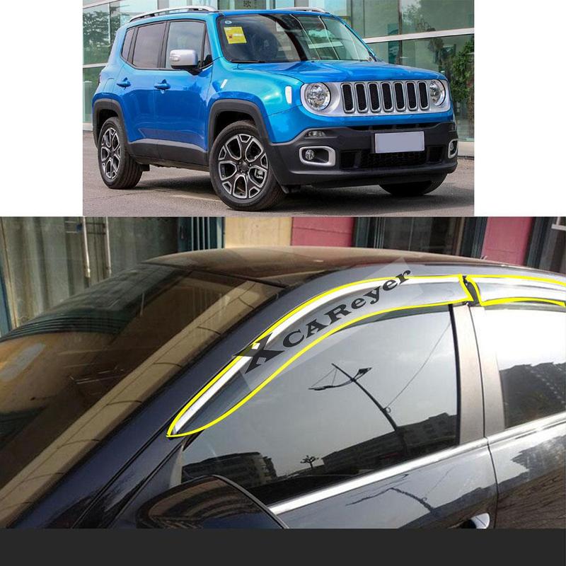 For Jeep Renegade 2016 2017 2018 Car Body Styling Sticker Plastic Window Glass Wind Visor Rain/Sun Guard Vent