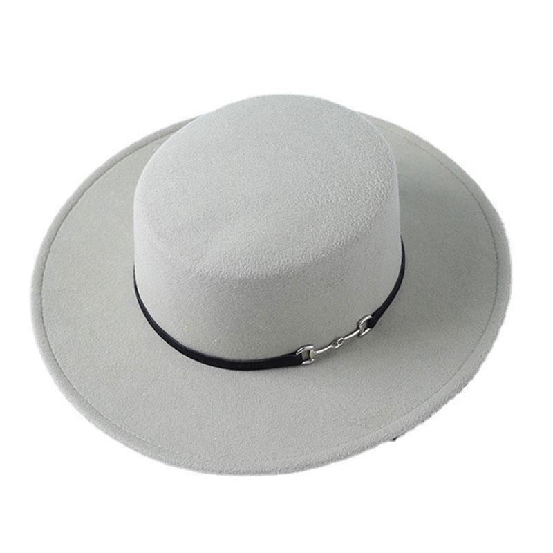 New Fedoras Women s Hat Flat Top Cap French Elegant Straw Hat Fedora Pearl Chain Hat Travel Beach Hat Panama Wide Brim Hat 55-58CM