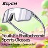 SCVCN Kids Polarized Cycling Sunglasses Sports Photochromic UV400 Boy Baseball Glasses Outdoor Eyewear Running Hiking Sunglasses
