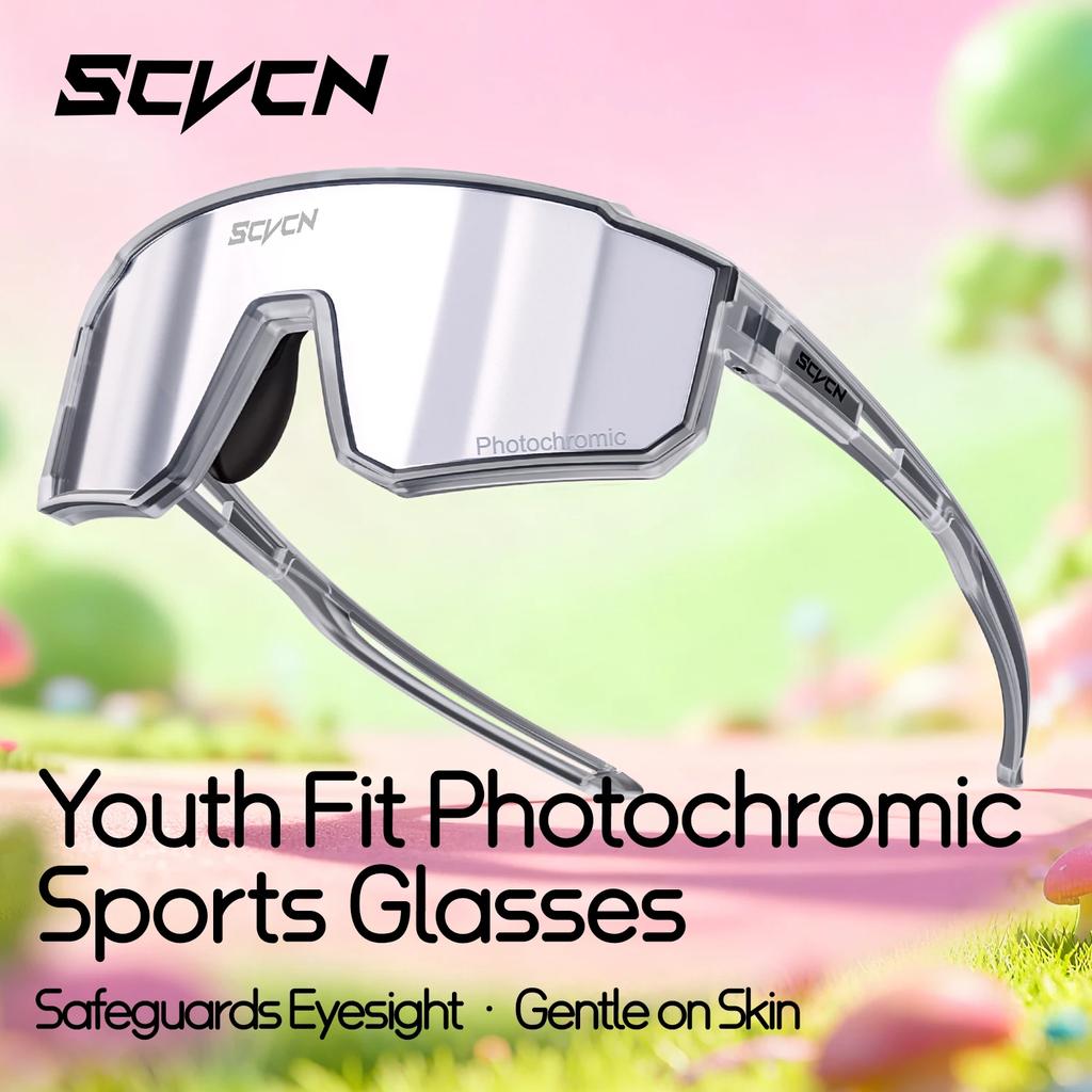 SCVCN Kids Polarized Cycling Sunglasses Sports Photochromic UV400 Boy Baseball Glasses Outdoor Eyewear Running Hiking Sunglasses