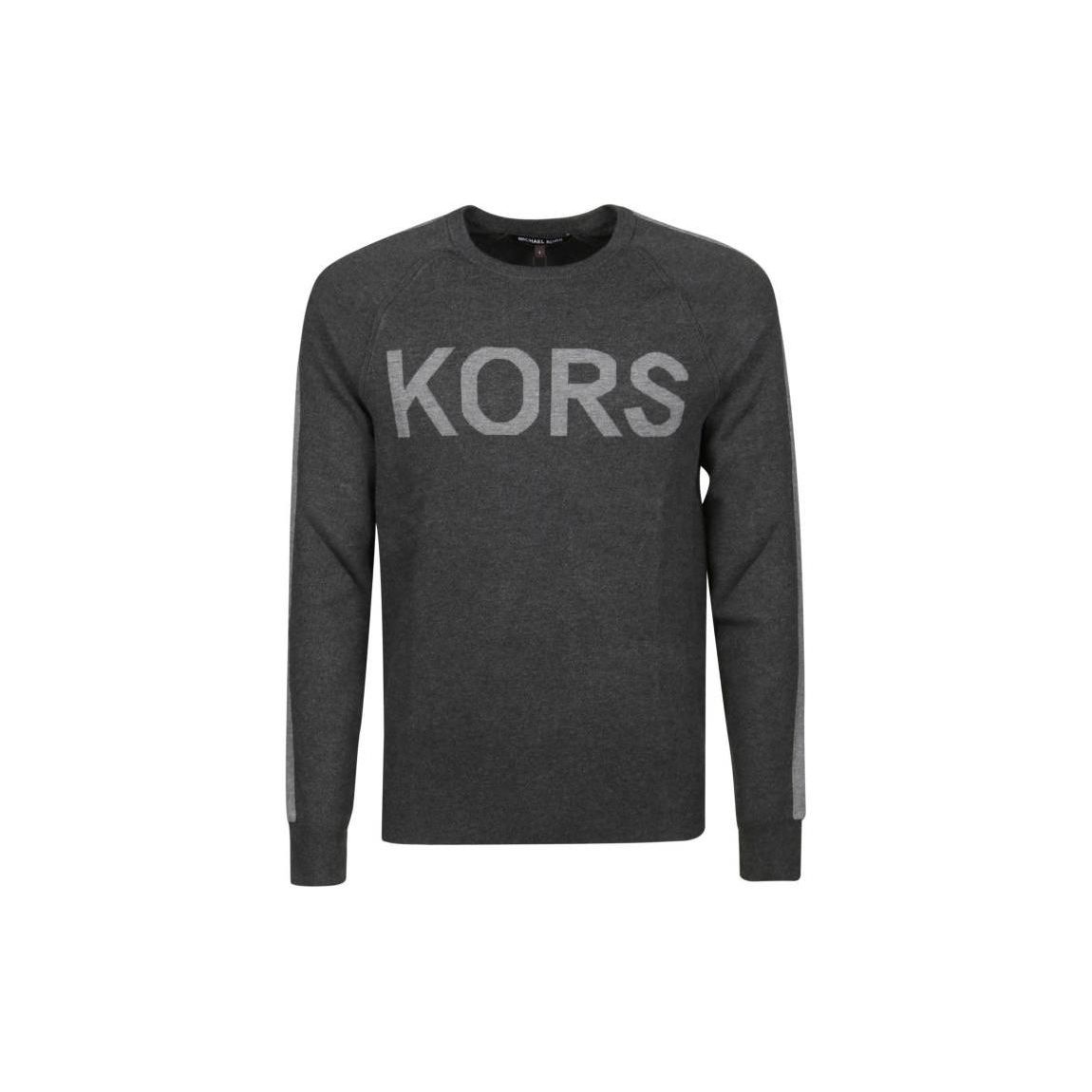 Michael Kors FW22 Striped Letter Print Long Sleeve Sweater Men sweater Dark-Gray CR1602L2LY-029 M