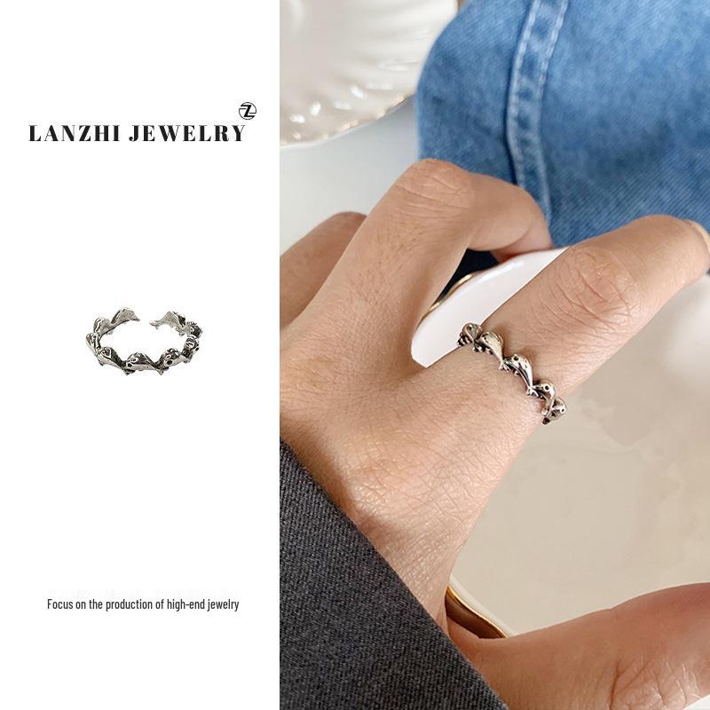 

Lan Zhi Dolphin Tail Sterling Silver Minimalist Open Ring for Women Adjustable Opening