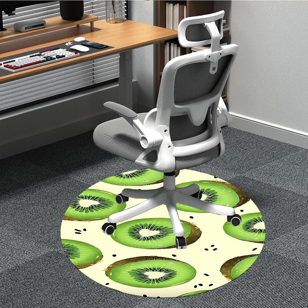 

1pcKiwi Pattern Office Round Area Rug, Indoor Mat Suitable ForOffice, Under Office Chairs Bedroom Living Room Home Decor, Room Deco 082 80cm by 80cm