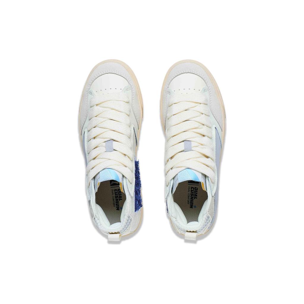 Li Ning Wave Antidérapant Amorti Mi-montante Chaussures de Skateboard Femme Blanc Violet AECT052-3