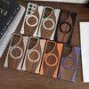 Holzmaserung Metall Magnetische Handyhülle S25 Ultra S26 Mit Ständer Schlanke Passform