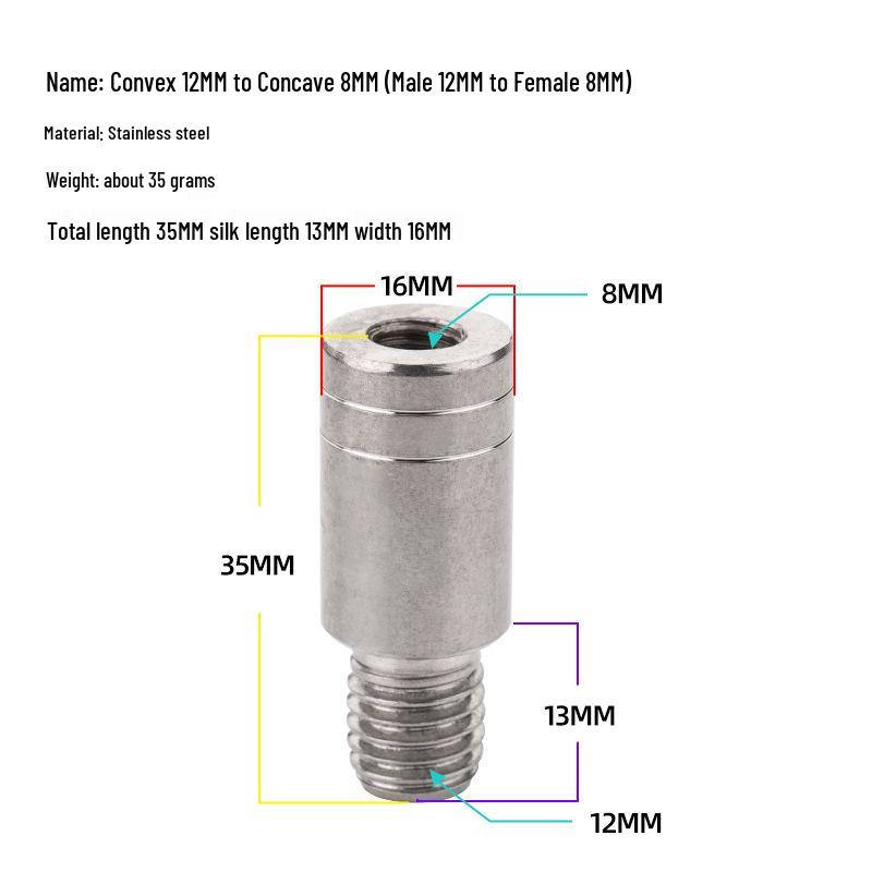 Edelstahl Kescheradapter: 6-8mm auf Imperial 12mm Reduzierstück