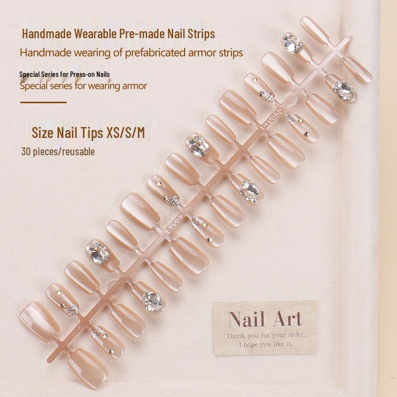

High-End Cat Eye Glitter Wearable Nail Art Stickers - 30 Handmade Pieces
