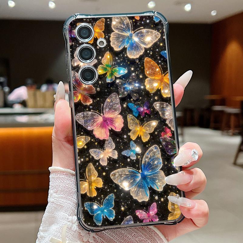 Dream Butterfly Pattern Clear Phone Case For Samsung Galaxy S26 S25 S24 S23 Ultra S22 Plus S25 Edge S24 FE Card Bag Wallet Cover