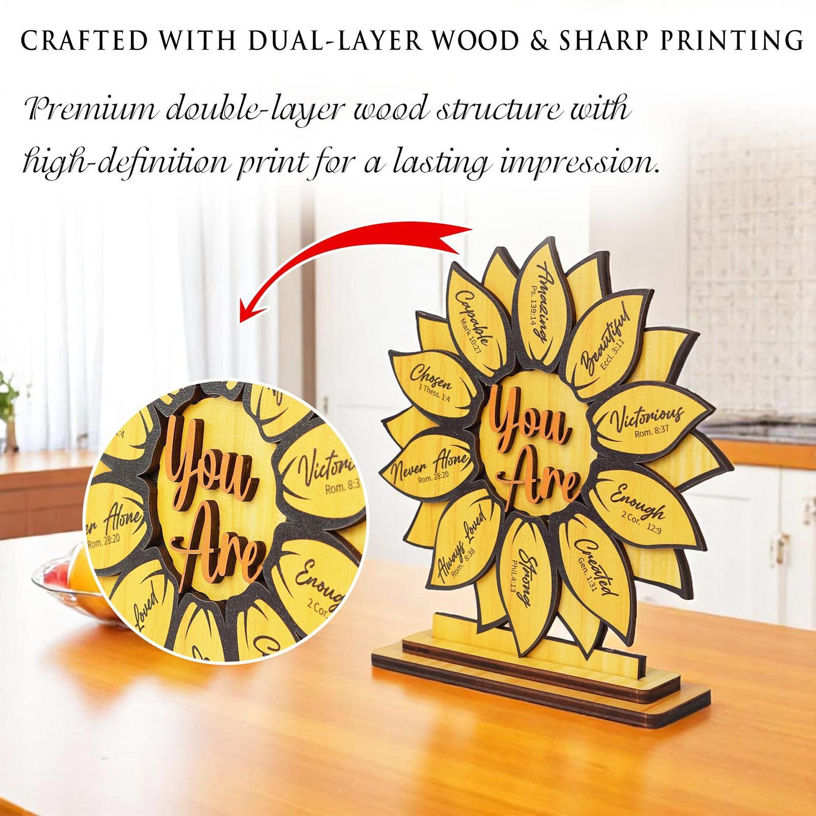 Sunflower Decoration Christian Religious Faith-Based Inspirational Favors 2-Layer Wooden Tabletop Sunflower Sign For Women Mom China Mainland