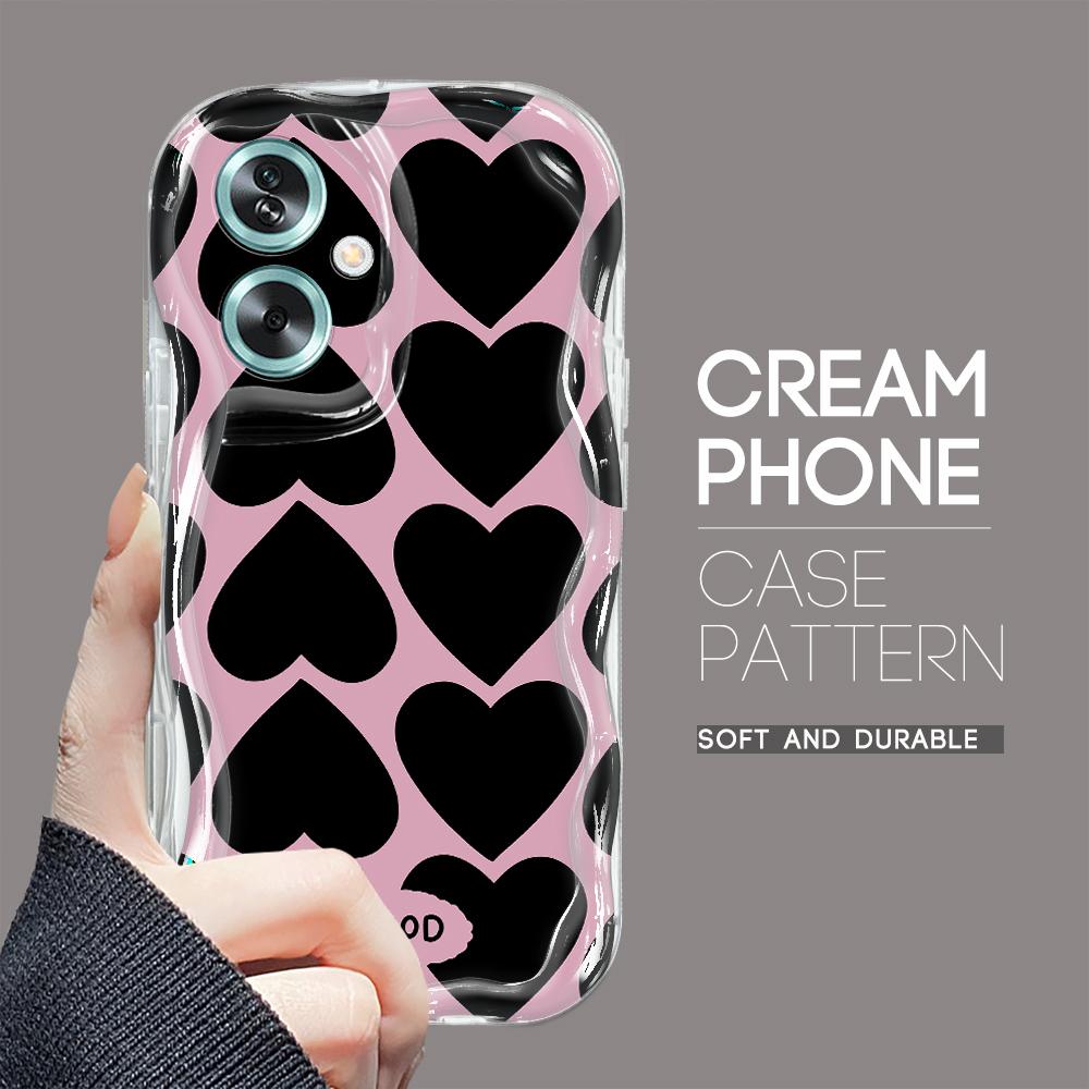 Model drăguț de desene animate Carcasă cu textura cremă cu margine ondulată Husă din silicon moale pentru telefon pentru OPPO Reno Realme