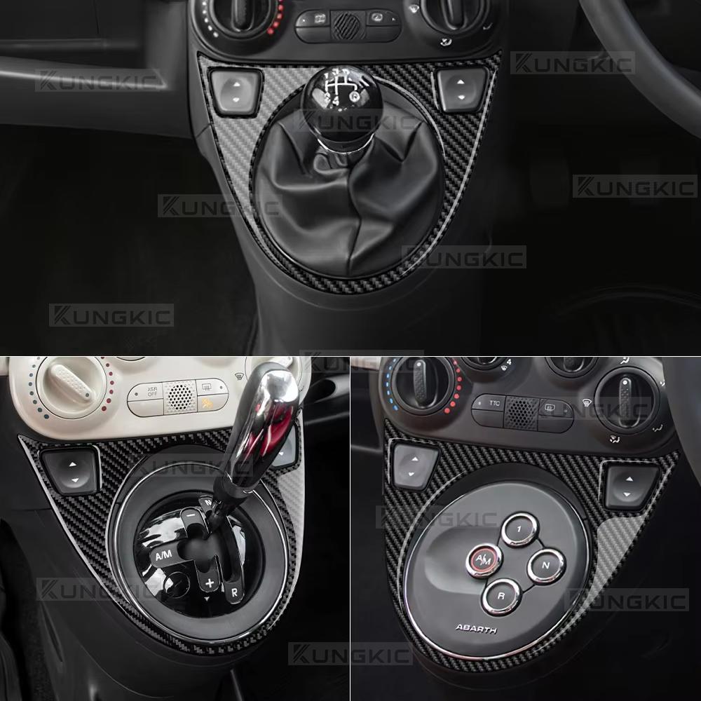 For Abarth 595/695/Fiat 500C 2012-2015 For Fiat 500 2008-2015 Real Soft Carbon Fiber Sticker LHD RHD AT/MT Car Gear Shift Trim