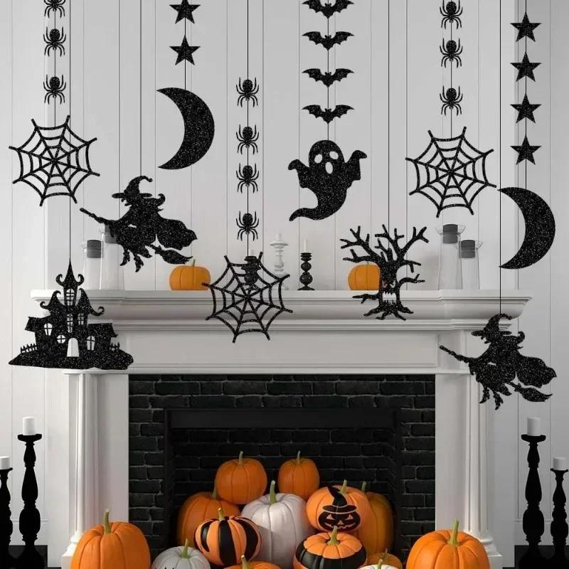 6 Pcs Halloween Ghost Witch Hanging Pendant Happy Halloween Decoration for Home Trick or Treat Photo Prop Halloween Suppiles