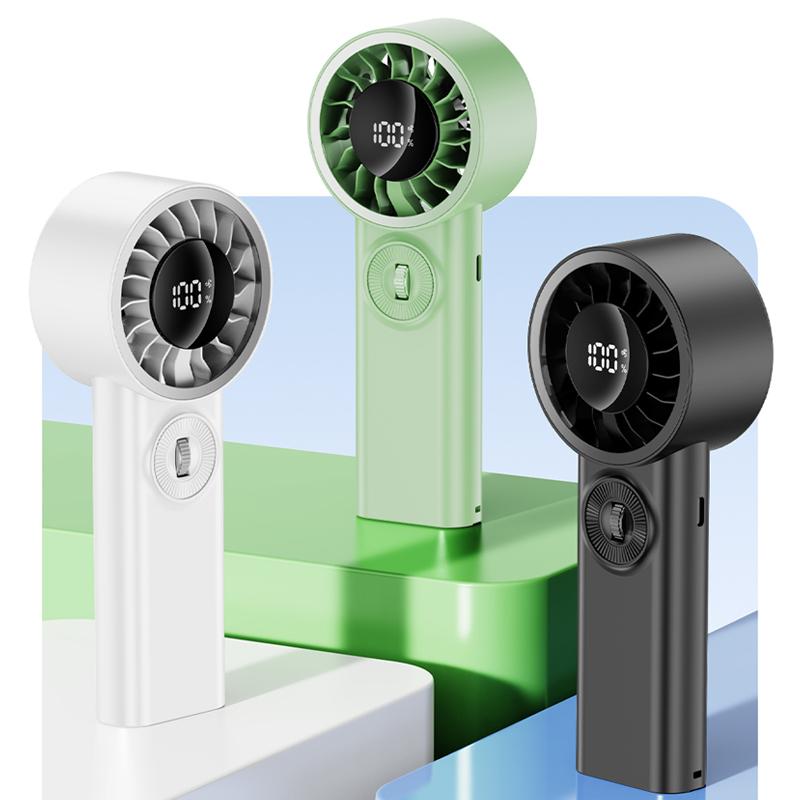Digital Display Cooling Fan Handheld Cooling Fan 100 Level Speed Control Brushless Motor Type C Charging Outdoor Travel Fan