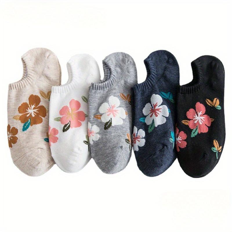 Șosete de Bumbac Pentru Femei Șosete Casual Invizibile Șosete Glezniere cu Gură Joasă Șosete Femeie cu Flori de Primăvară