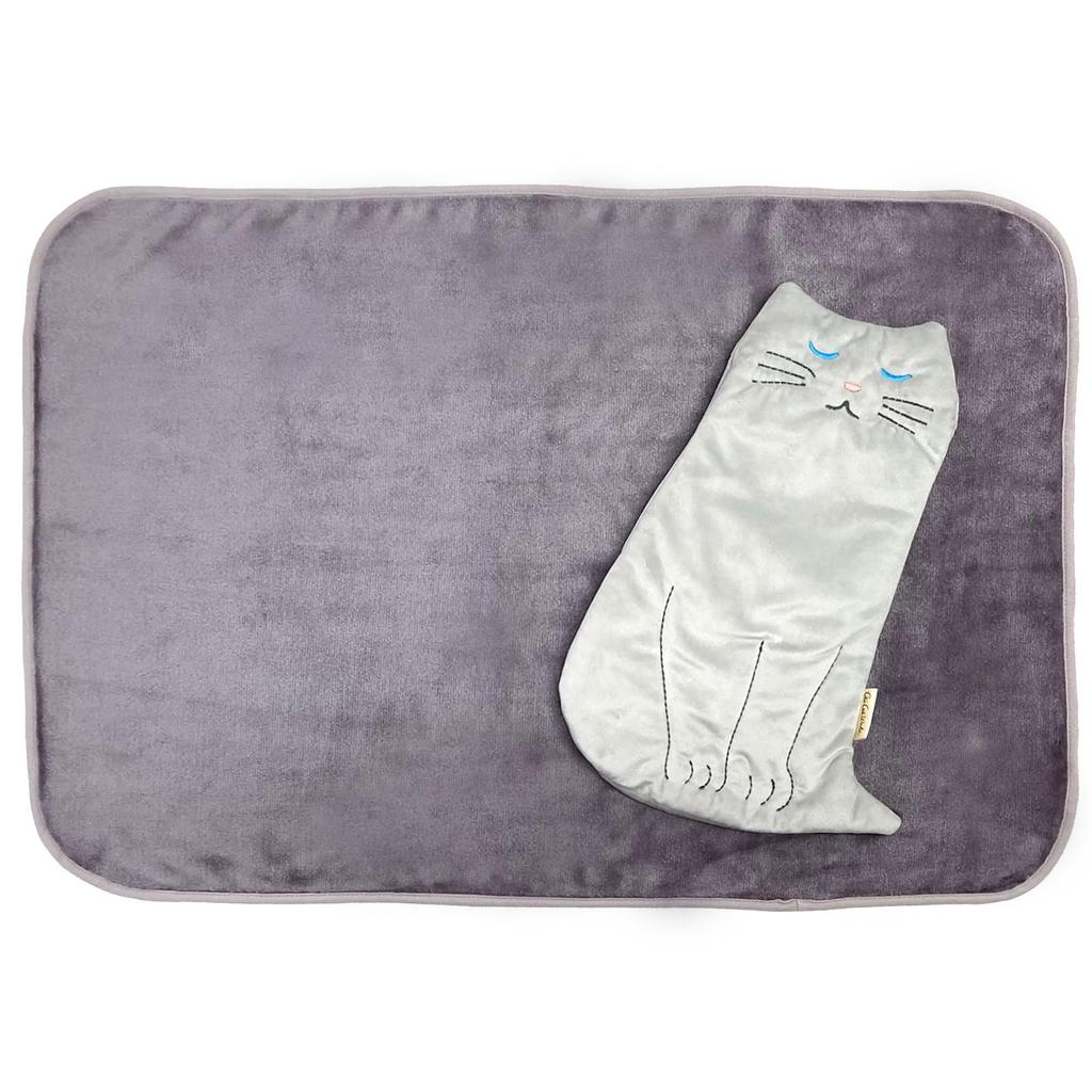 Goo Goo World Women's Blanket with Case, 36603401, Warm Cat Blanket, Light Gray, Approx. 70cm W x 50cm H / Case 26cm W x 37cm H
