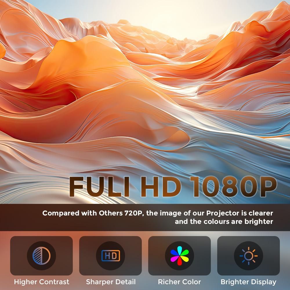 Mini Projector Projector Native 1080P 5G Wifi - 16:9 Bluetooth Full HD Home Cinema
