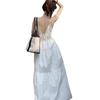 Elegant White Spaghetti Strap Summer Dress for Tall Women with Waist-Cinched Slimming Design and Flowing Mid-Length Hem