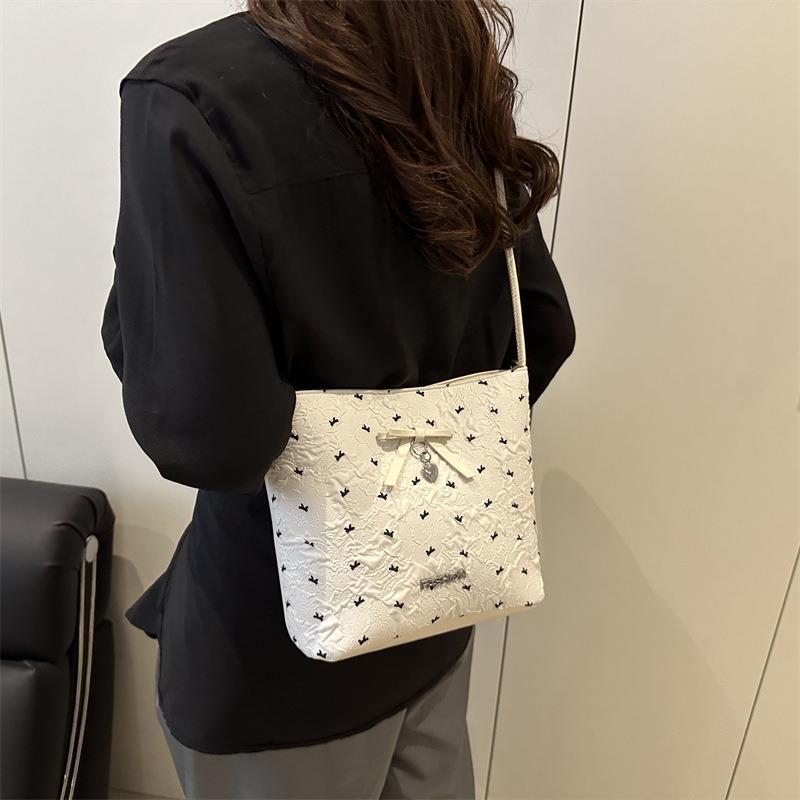 Niche Bow Bucket Bag Women's New Trendy Shoulder Bag Sweet Versatile Fashion Bucket Bag