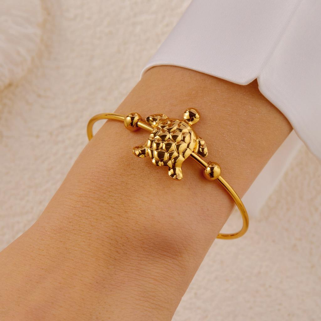 Vacation Style Stainless Steel Cuff Bangle for Women Gold Color Adjustable Conch Octopus Turtle Bracelet Beach Party Jewelry