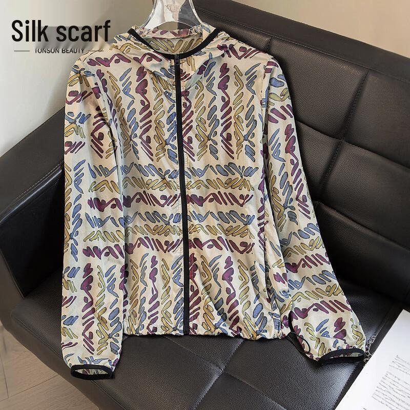 Siboshe Women s Hooded Lightweight Print Jacket XXL