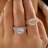 Light Luxury Full Rhinestone Ring For Women Inlaid Sparkly Cubic Zircon Geometric Finger Rings Party Wedding Jewelry Accessories