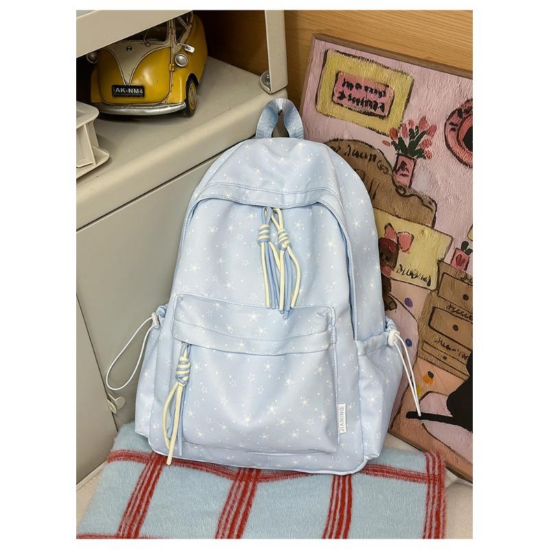 Korean Small Fresh Schoolbag Female College Student Simple Star Backpack Lightweight Large Capacity High School Backpack
