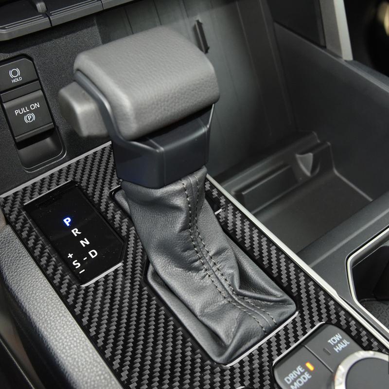 For Toyota Tundra Sequoia + Car Accessories Carbon Fiber Center Gears Shifter Panel Interior Cover Trim Sticker Modification