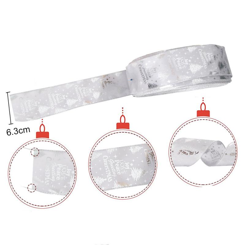 6.3CM Christmas Tree Ribbon Hanging Letter Print Christmas Ribbon Christmas Decoration Supplies