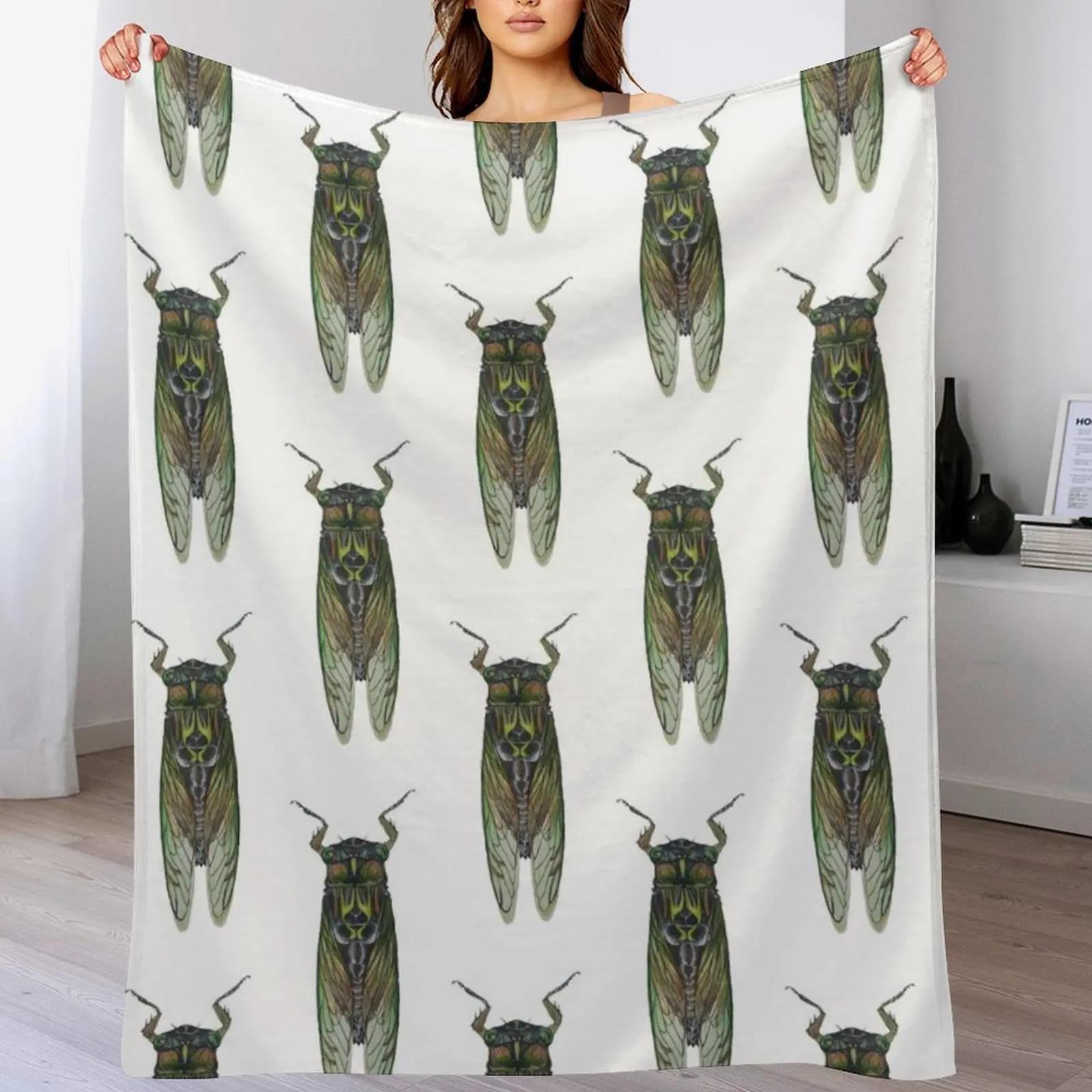 New Cicada Throw Blanket Travel Size Cozy Blanket for Plane Train 102x76cm(40x30in)