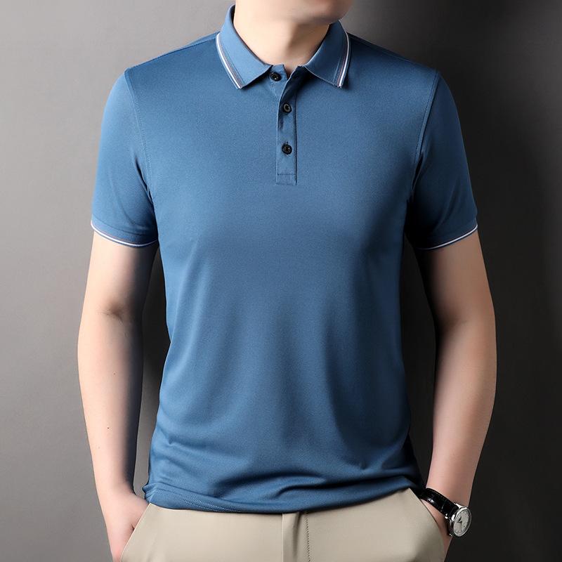 New Middle-aged Men's Short-sleeved T-shirt Summer Half-sleeved Thin Base Shirt Loose Big Size Dad Polo Shirt