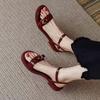 Summer fashion high-value soft leather sandals women's 2025 summer new flat bottom non-slip versatile retro word with sandals
