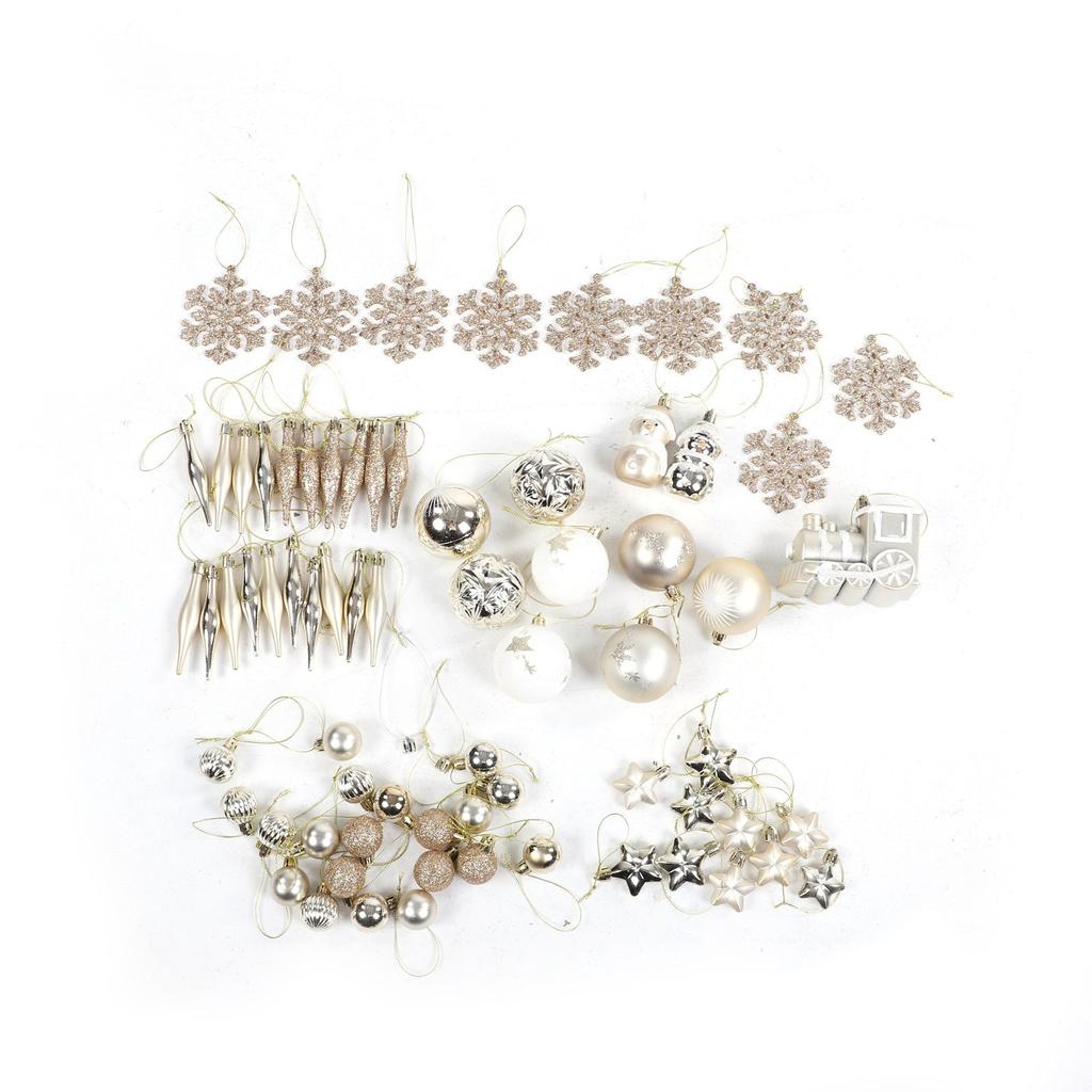 2 Pack Xmas Ball Ornaments Set PS Plated Stars Snowman Snowflakes Xmas Tree Hanging Decorative Balls for Home White and